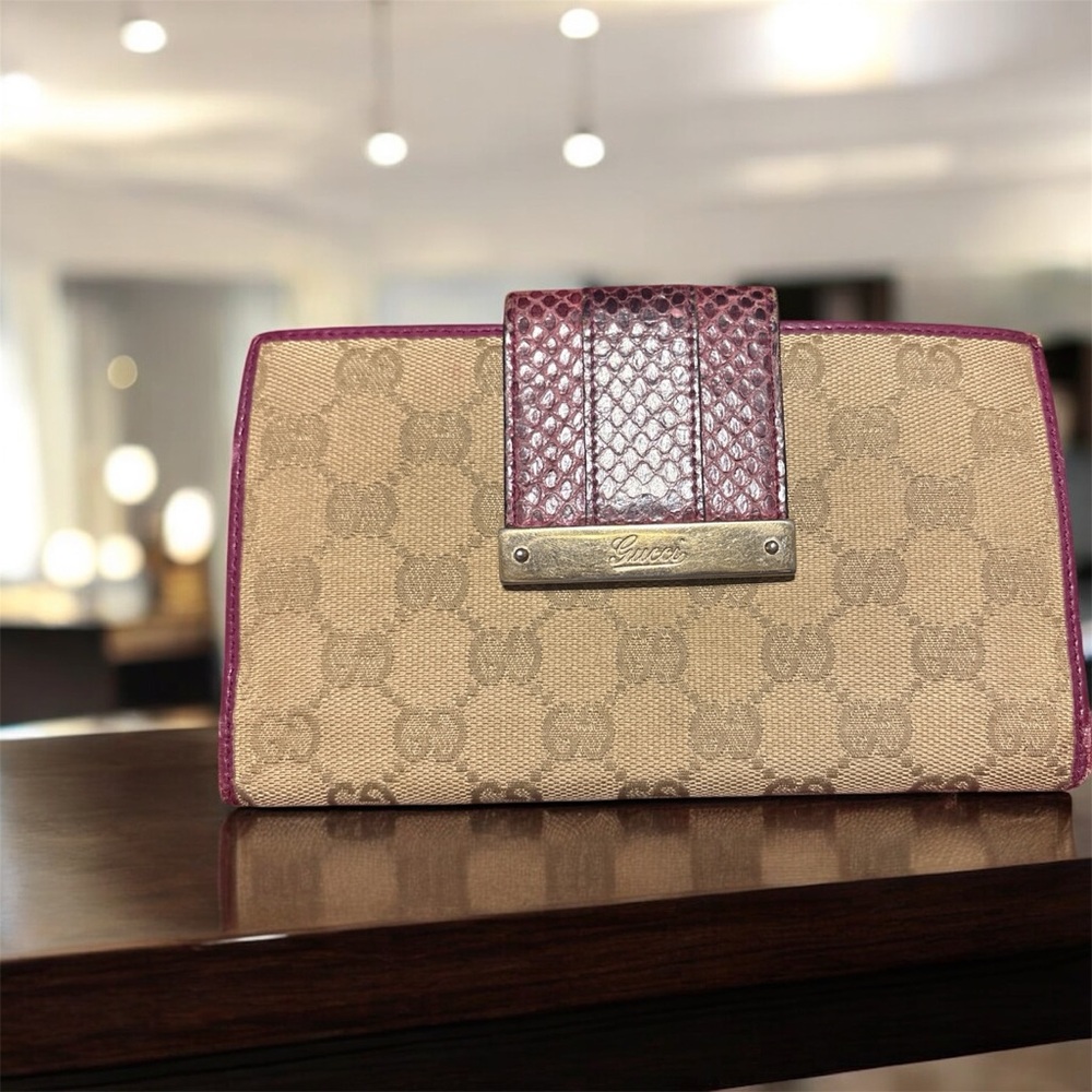 Gucci Tan and Purple Clutch